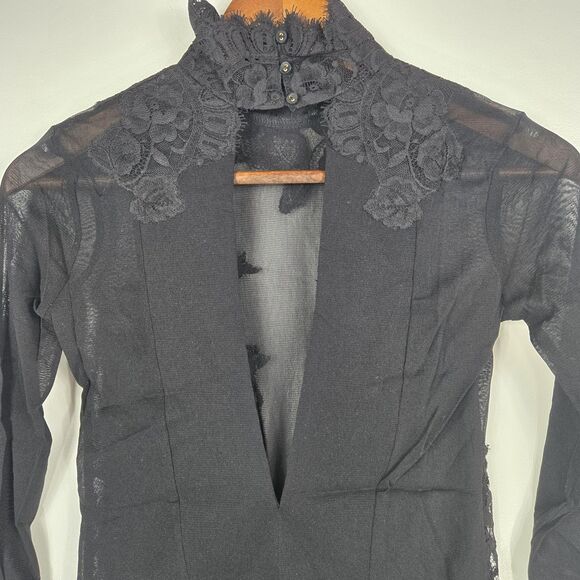 Free People x We Are HAH Women's Small Black Reversible Lacey Bodysuit NWT - Picture 8 of 14